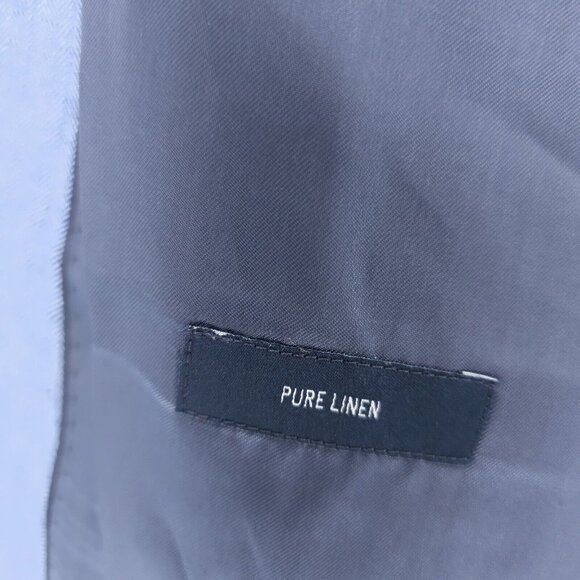 EDUARD DRESSLER 100% Linen Blue Herringbone Blazer Jacket Size 44 - 46 - Picture 7 of 9